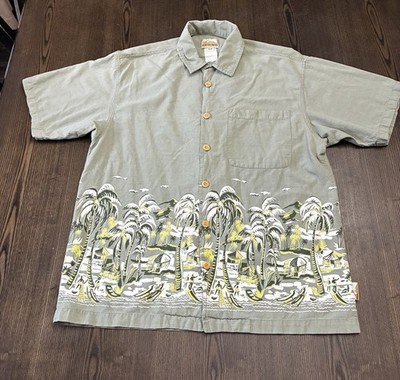 Quicksilver Shirt Men s Small Green Short Sleeve Button Down Hawaiian Shirt