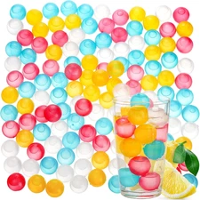 ZOOFOX 200 Pack Reusable Ice Cubes for Drinks, Colored Plastic, round for Cockta