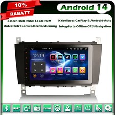64GB Android 14 Autoradio GPS Navi Mercedes C/CLC/G Klasse W203 W463 BT 5.0 DAB+
