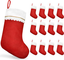 MNKXL 12PCS Christmas Stockings Bulk, Large 19 Inch Traditional Red  White Felt