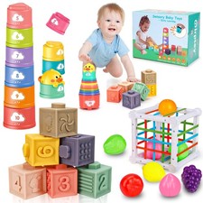 Stacking Cups Blocks Shape Sorters Baby Toys 6-12-18 Month Infant 0-6 6-9