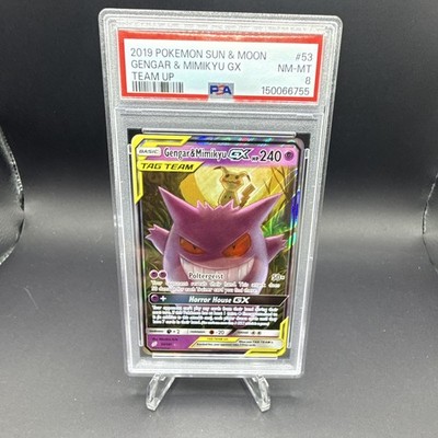 2019 Pokemon Gengar & Mimikyu GX 53/181 Team Up Holo TAG TEAM PSA 8   
