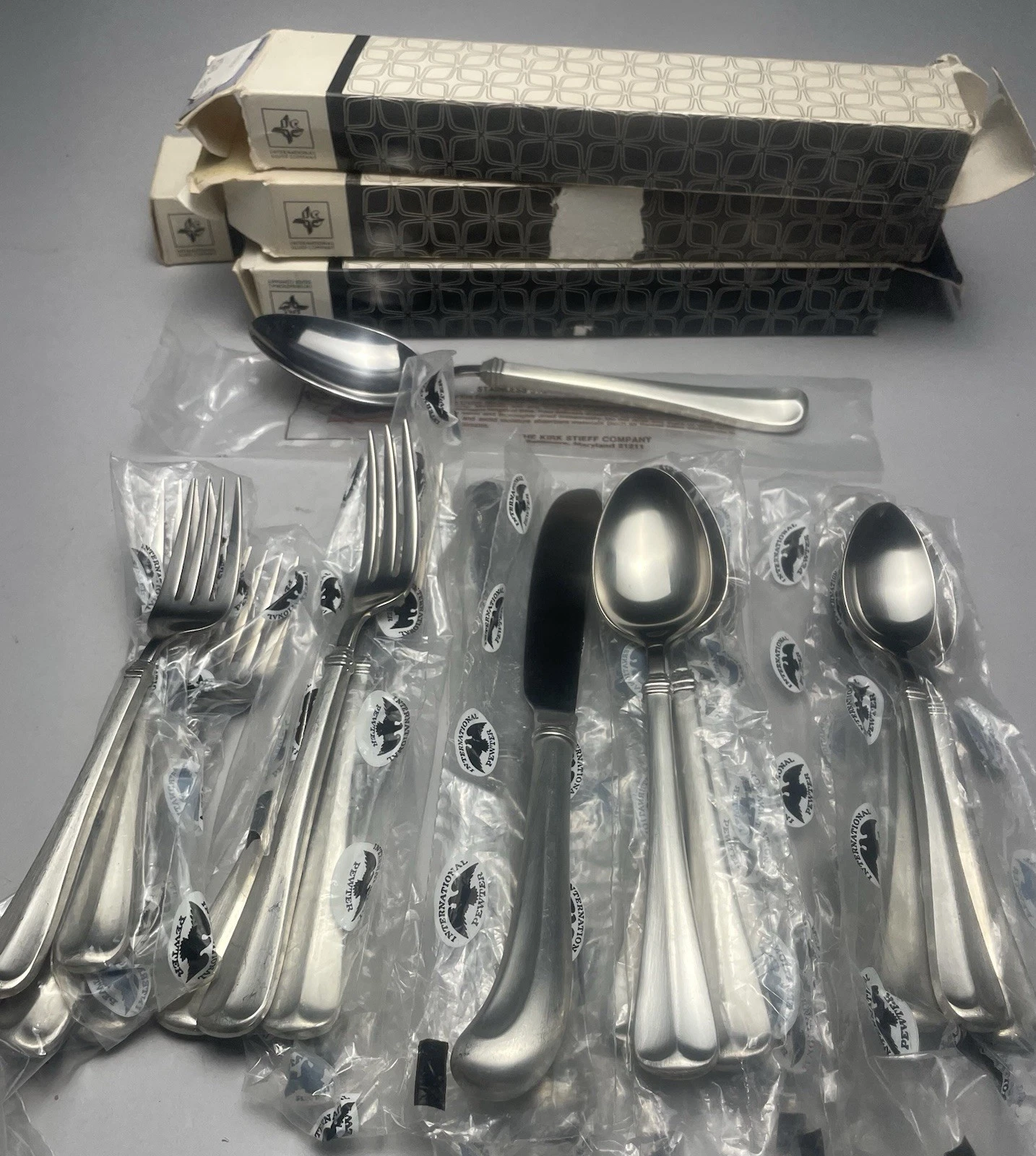 19 Pieces Lightly Used Kirk & International Silverware Fairfield Pewter Flatware