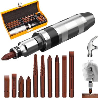 12 PCS Manual Impact Driver, S2 Alloy Steel Impact Driver Bit Set, Broken Bolt E