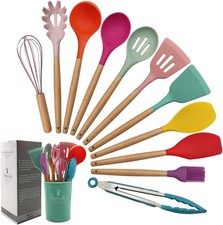 Kitchen Utensils Set of 12, Silicone Standard/Large, Assorted Colors-Upgraded