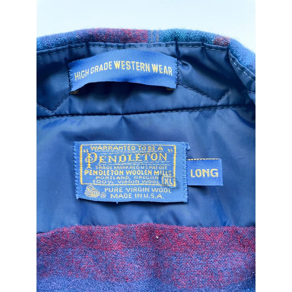 Vintage Pendleton High Grade Western Wear Striped Wool Button Down Size XL Long - Image 2 of 4