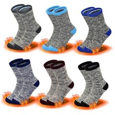 Girls Thermal Socks - Winter Warm Crew Socks, 6 Pairs, 3-14 Years