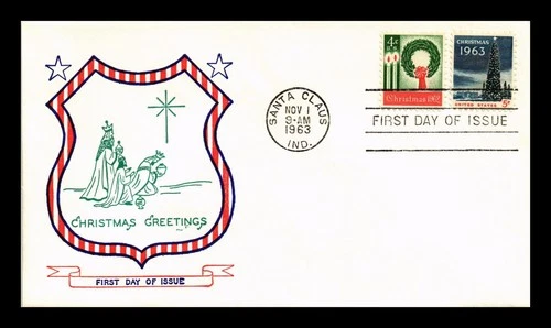 US COVER CHRISTMAS TREE AND WHITE HOUSE FDC SCOTT 1240 COMBO ABC CACHET