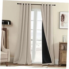  100% Blackout Curtains, 84 Inches Long Full 52"W x 84"L (Pack of 2) Beige