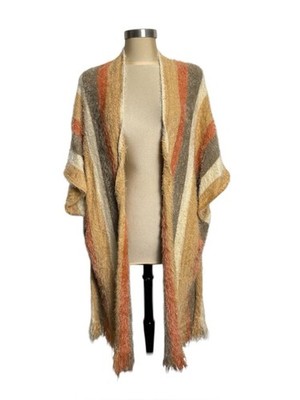 Kori America Eyelash Knit Poncho Fringe Shawl Wrap Western Boho 1X 2X