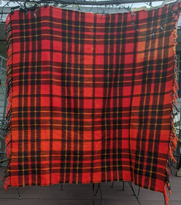 Vintage Faribo Stadium Wool Throw Blanket Red Plaid