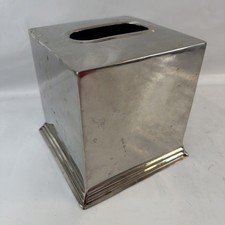 Restoration Hardware Newbury Square Tissue Box Cover Stainless Brushed Nickel