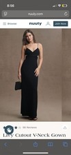 BHLDN Livy Cutout V-Neck Gown Black Size 10