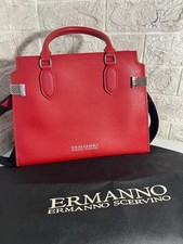 Ermanno Scervino Borsa a mano rossa ecopelle saffiano con tracolla e dust bag