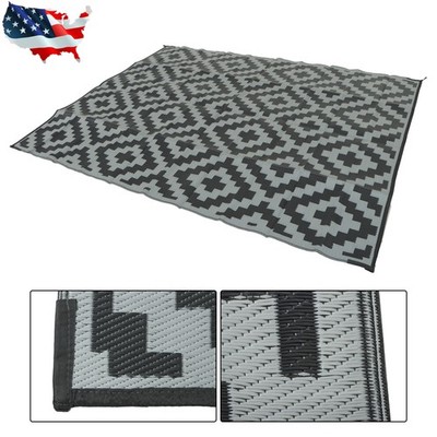 Reversible Plastic Straw Outdoor Rug Camping Mat Patio Backyard Picnic Deck