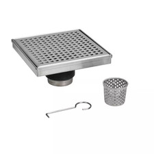 Designline 4 In. X 4 In. Stainless Steel Square Shower Drain with Square Pattern