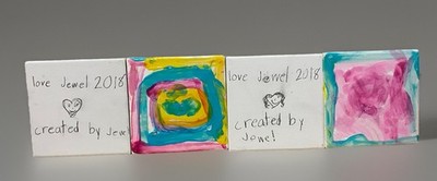 Set of 4 Hand-Painted Tiles    Love Jewel 2018    Unique Original Ceramic Art