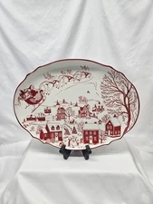 Dwell Essentials Twas the Night Before Christmas 14" Oval Serving Platter Santa
