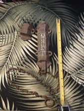 Antique  Double Door/French Door Latch. Spring Loaded Chain Lock. Heavy!