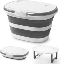 Secchio per Mocio Pieghevole Da 16 Litri Con Coperchio Multifunzionale, Vasca Pi