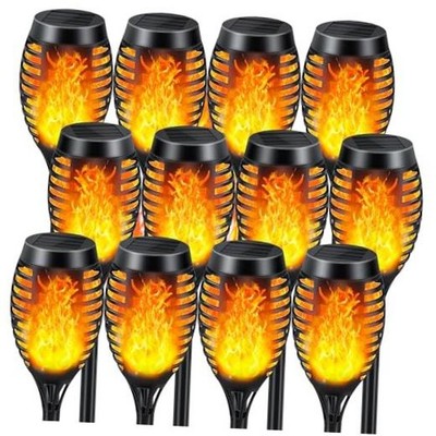 Solar Lights Outdoor Solar Torch Light with Flickering Flame, 12 Pack