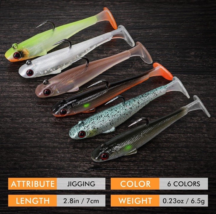 TRUSCEND Easy Catch Pre-Rigged Soft Lures 2.75”, 0.23oz