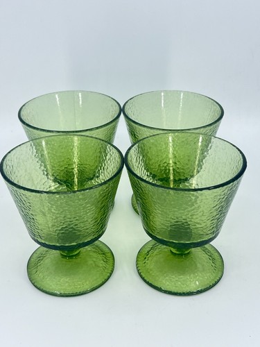 Vintage 1950's Hazel Atlas Avocado Pebblestone Green Glass Sherbet/Dessert Cups - Picture 12 of 20