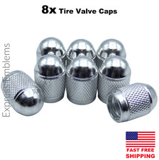8x Aluminum Bullet Style Tirerim Valvewheel Air Port Cover Stems Cap Silver