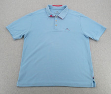 Tommy Bahama Shirt Men's Large Blue Supima Cotton Pique USA Marlin Logo Polo