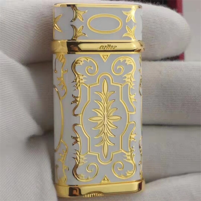 Cartier Classic Luxury Lighter Gas Lighter With Stones & Box #d
