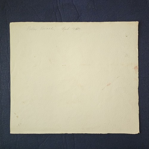 Original Painting, Lillie Lowe Watercolour, Unframed, 'Palm Beach Feb. 1950'. - Picture 3 of 4