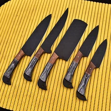 5 PIECES HANDMADE FORGED CARBON STEEL BLADE KNIFE CHEF KITCHEN KNIVES SET 2930