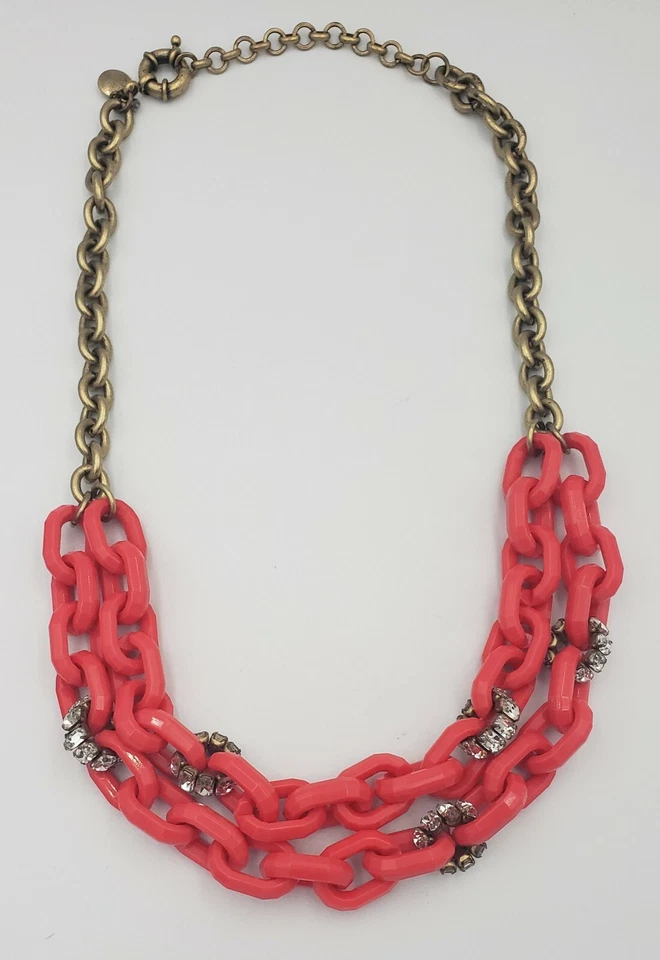 Collar de eslabones de cadena J Crew Lucite plástico estrás metal doble hilo Foto 2 de 4
