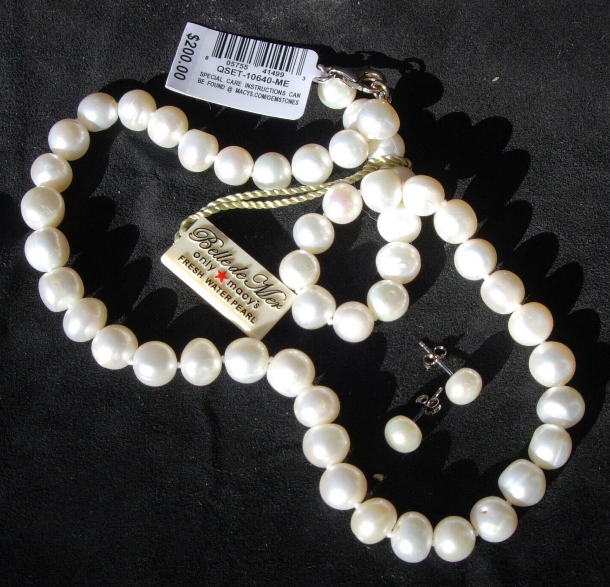 NIB Macy's Cultured Pearl Sterling Jewelry Set 17