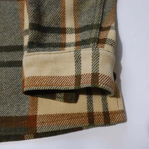 VTG Woolrich CPO Jacket Mens L Tan Green Beige Plaid Wool Blend Button Coat USA - Picture 13 of 18