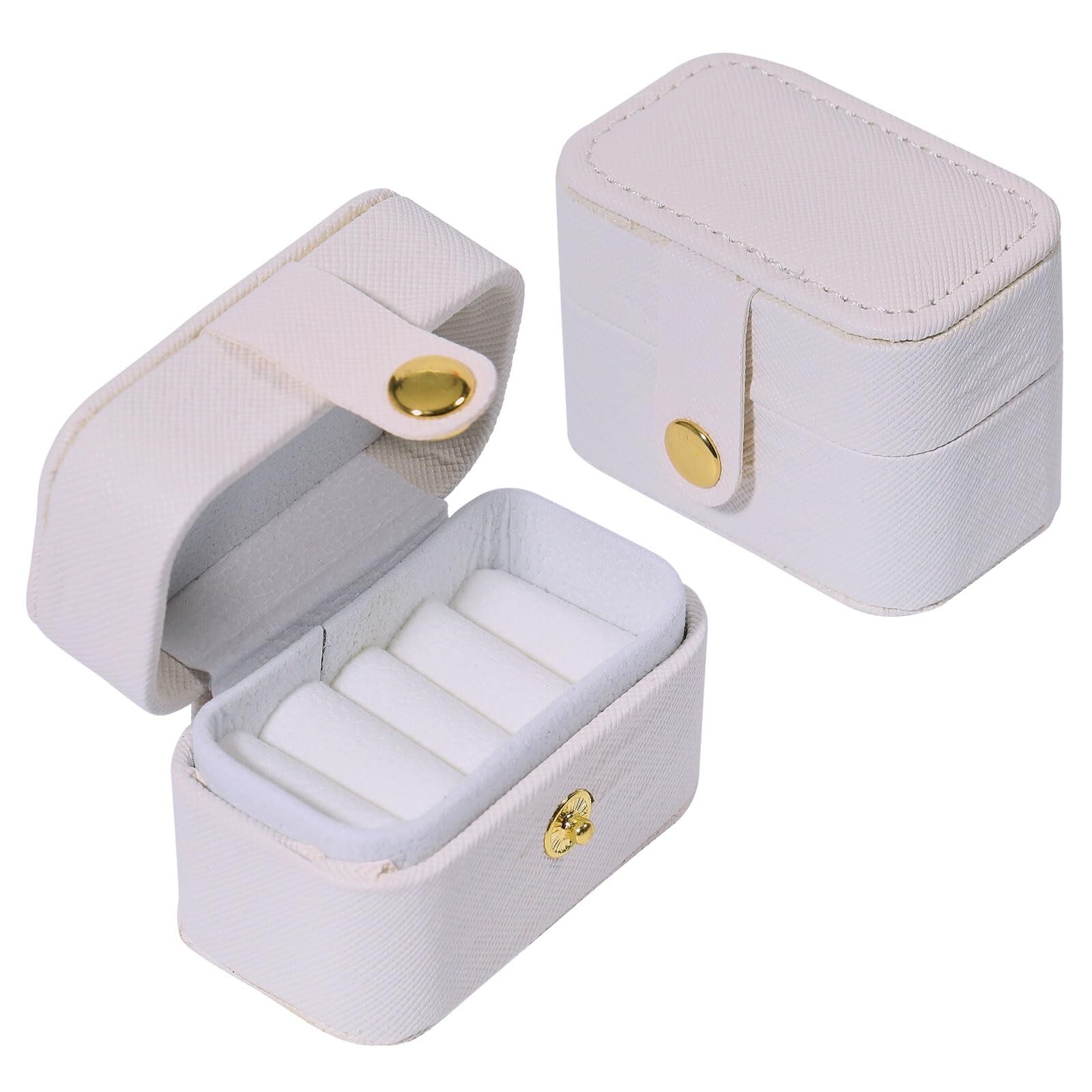 CHGCRAFT 2Pcs Small Jewelry Ring Box PU Mini Travel Jewelry Box Portable Stor...