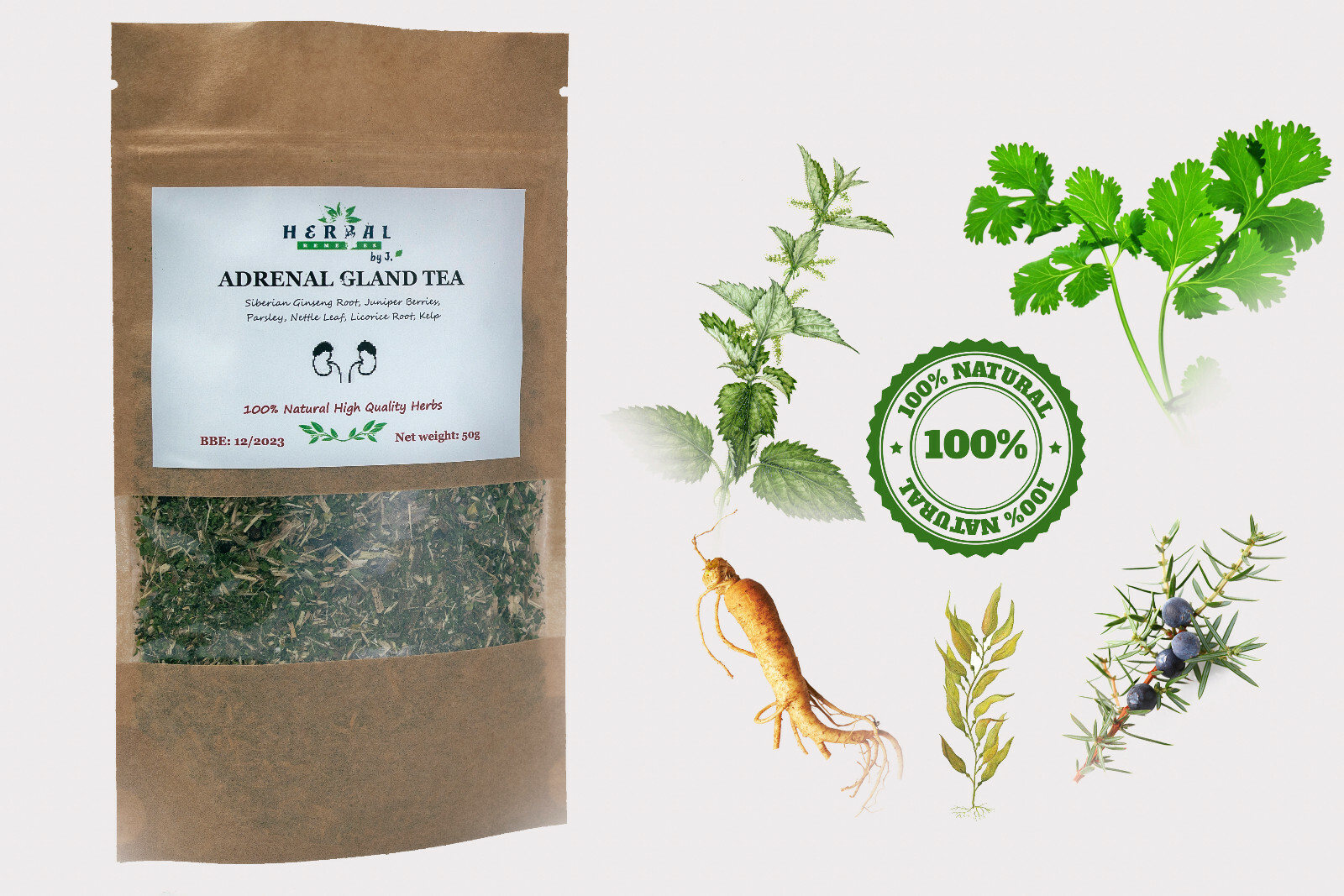 Adrenal Gland Tea Herbal Blend Licorice Siberian Ginseng ENERGY BOOSTER