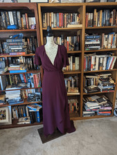 show me your mumu Sophia wrap chiffon dress in merlot sz xs