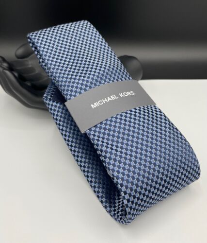 MICHAEL KORS Men's Silk Blend Tie ~ Blue ~ Plaids & Checks ~ NEW MSRP: $69.50
