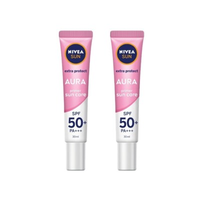 2 x Nivea Sun Extra Protec Aura Primer Sun Care SPF50 PA+++ 30ml