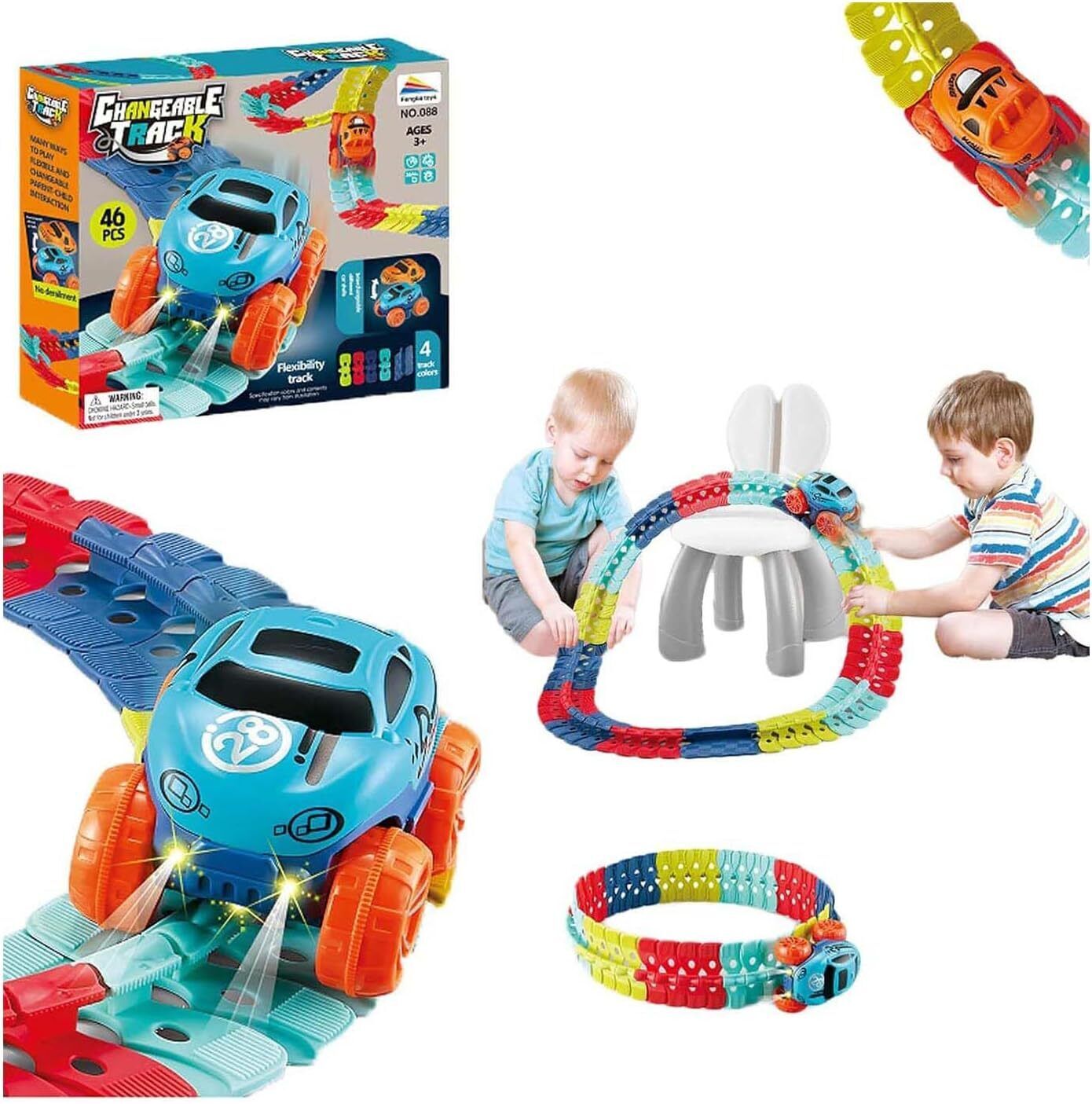 Montessori Track - Ultra-Flexible Machine Track, Zero Gravity Car Track Set