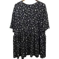 Asos Black & White Shift Dress Knee Length 12 Womens