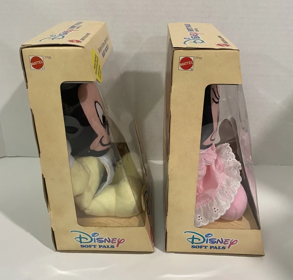 NUEVO juguete de cuna vintage Mattel Disney Soft Pals Mickey & Minnie Mouse 1990 nuevo en caja Foto 2 de 4