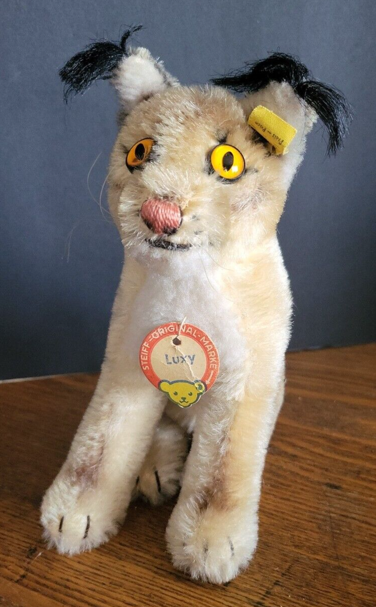 1962 Steiff Teddy Bear Co. Luxy Linx Cat with All I.D. 6 1/2