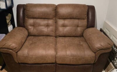 Divano Roma Furniture Classic Loveseat Bonded Leather, 2 Seater Recliner Sofa -