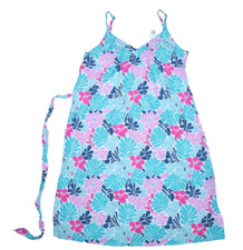 Gap V-Neck Midi Dress Light Blue Floral Cotton Weave Tank Tie Belt Womens M