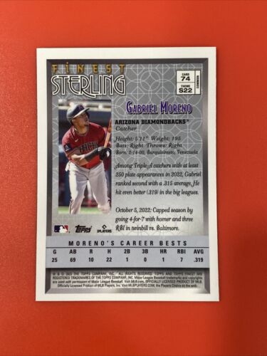 Gabriel Moreno 2023 Topps Finest Flashbacks - #74 (RC) Arizona Diamondbacks - Picture 2 of 2