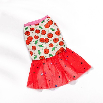 Lace Design Pet Apparel Dog Cat Dress Puppy Skirt Dog Clothing Mesh Printing  