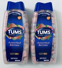 2 Packs Tums Antacid Assorted Berries -Ultra Strength 1000 265 Chewable Tablets