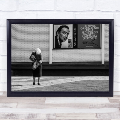 Serbia Street Lady Old Salvador Dali Black & White Woman Bag Spionage Look Print
